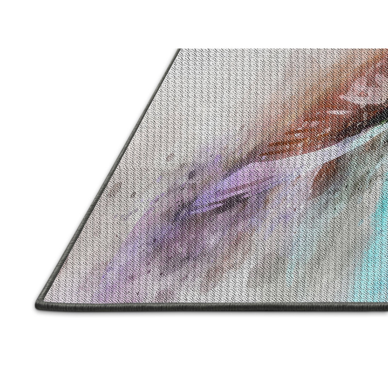Tapis beige/bleu/brun à motifs, Rectangle 2 pi x 5 pi