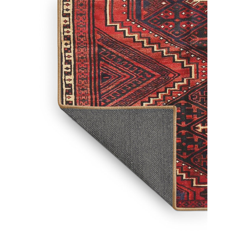 Tapis traditionnel mehroon/noir/bleu Volfango, Rectangle 2 pi x 3 pi