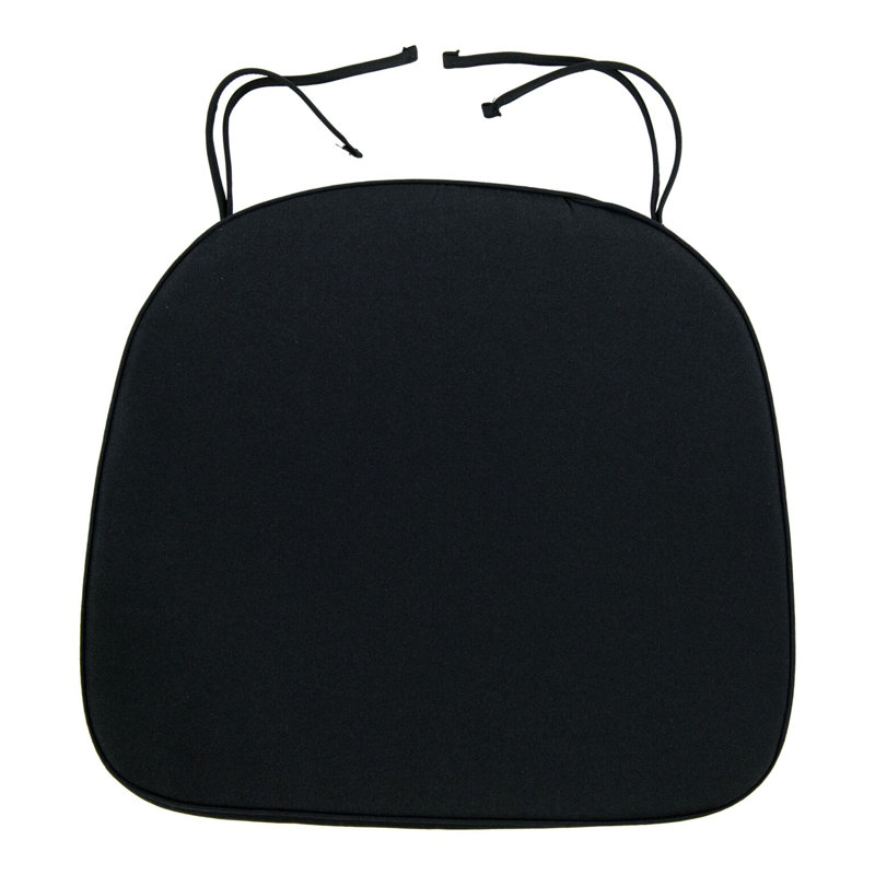 Dining Chair Seat Cushion Ergonomic Memory Foam Seat Pads in Polyester with Ties, 1, Black