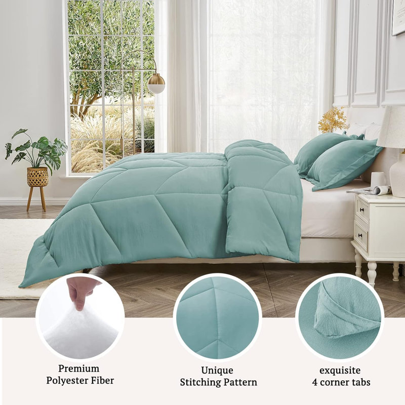 Édredon en duvet synthétique toutes saisons, Très grand, Bleu sarcelle grisâtre