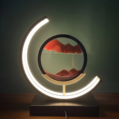 Moving Sand Art Picture With LED; 3D Round Sand Picture Lamp 3 Colors Art Light With Stand Relaxing Desktop Home Decor And Office