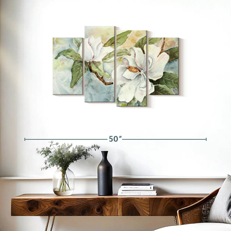 Branche de magnolia Harnek, aquarelle blanche