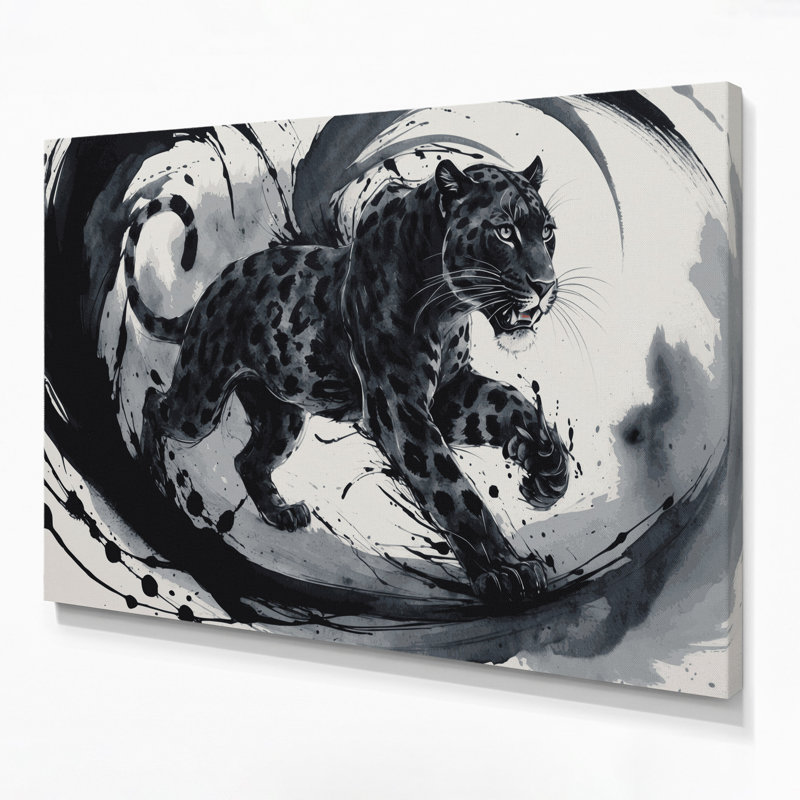 «Big Cats Black Leopard of Java», art mural sur toile noire, H 14 po x l 11 po