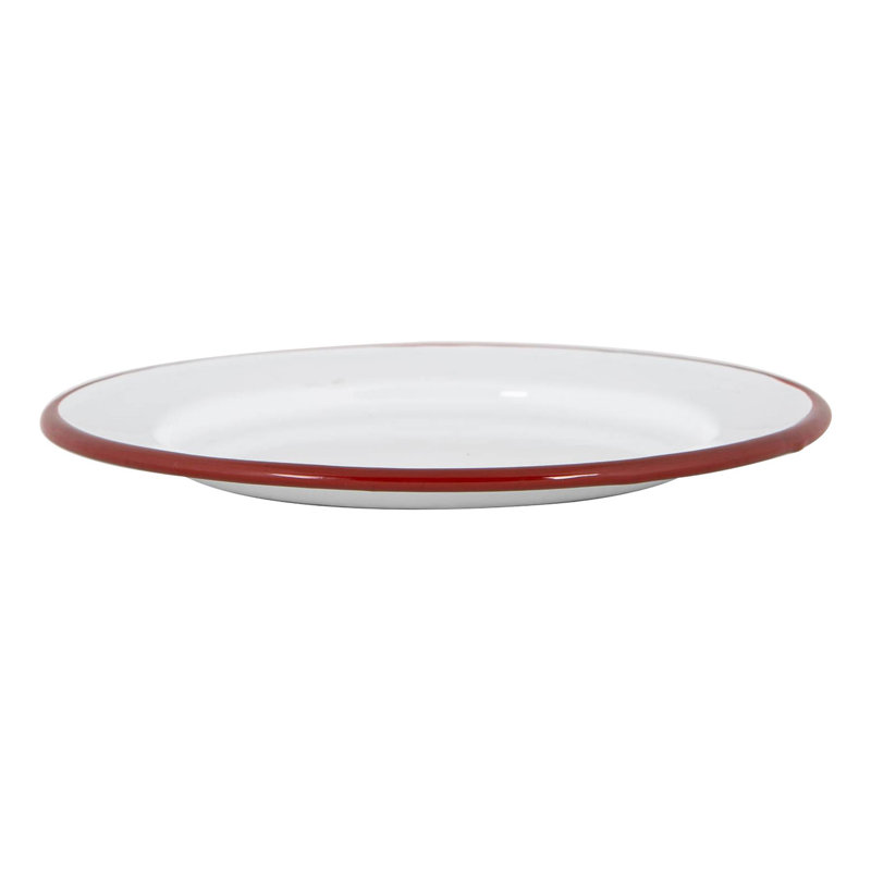 Argon Tableware - White Enamel Side Plates - 20cm - Set of 6, Red