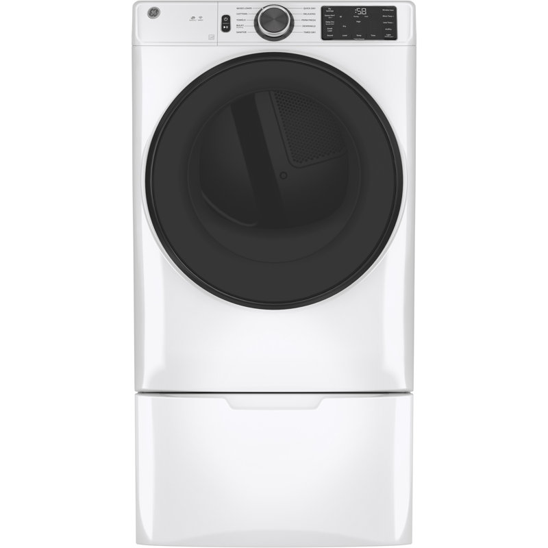 GE Appliances 7.8 Cubic Feet Vented Smart Electric Stackable Dryer, White