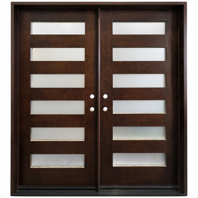 Porte d'entrée extérieure pré-montée en acajou prête à installer pour l'extérieur, Oui, H 96 po x l 60 po x P 1,75 po