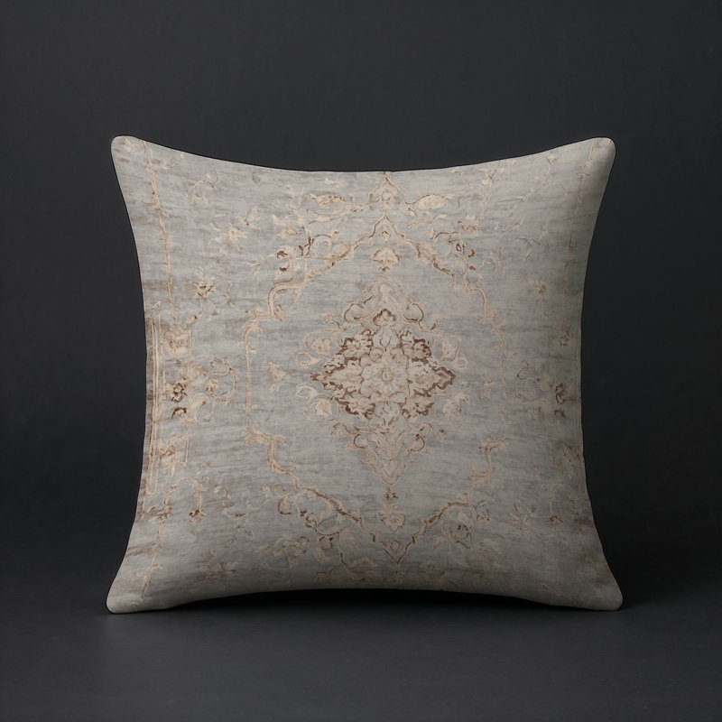 Coussin décoratif intérieur et extérieur Modern, Carré 16 po, Gris / kaki abstrait