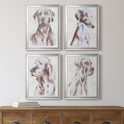«Sitting Dog I», toile encadrée de qualité supérieure - prête à être accrochée