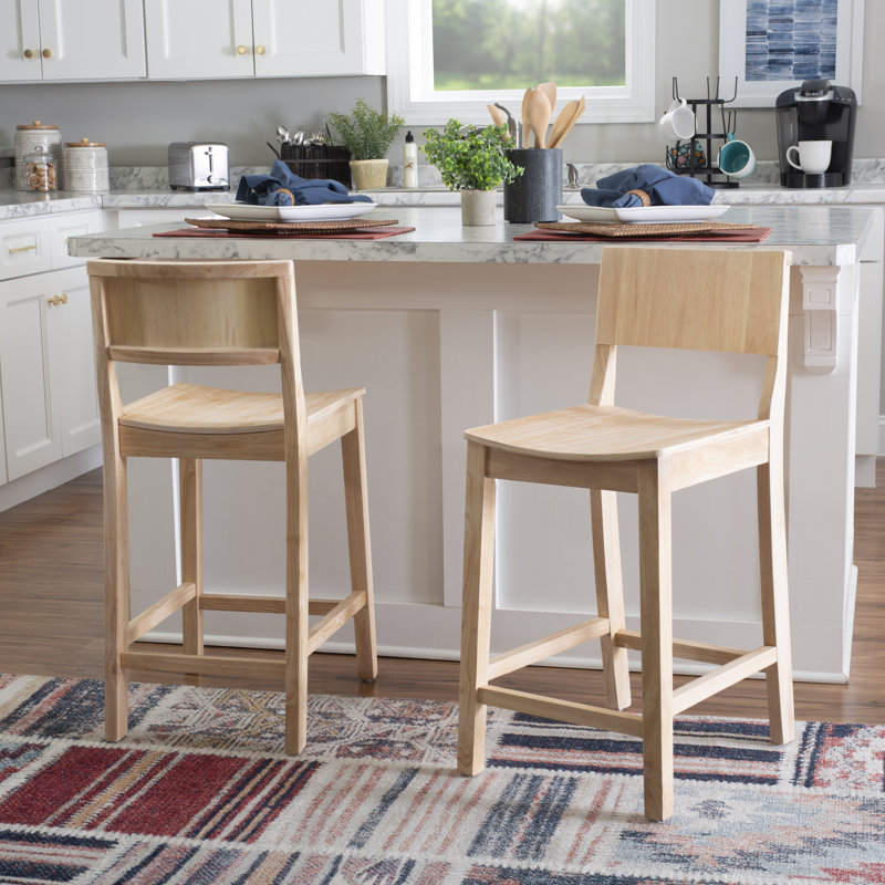 Yalingup Stool with a Solid Wood Frame, Unfinished, Counter Stool (24" Seat Height)