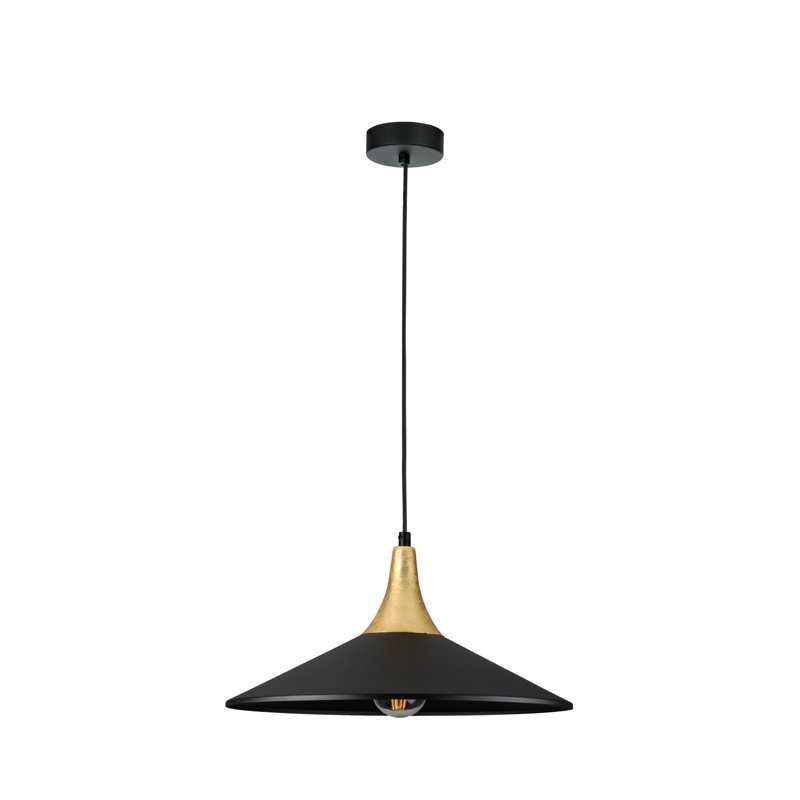 1 - Light Matte Black Dome Pendant, Gold/Black