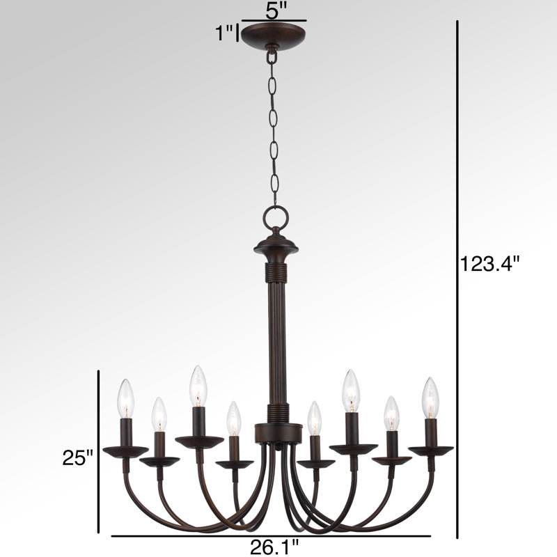 Lustre empire à 8 lumières de style bougie Richeson, H 24 po x l 26,5 po x P 26,5 po, Bronze huilé, 8