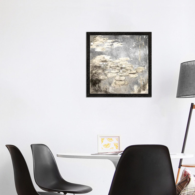Nympheas IV - Print on Canvas, 93.98 cm H x 93.98 cm W, Black Floater Framed