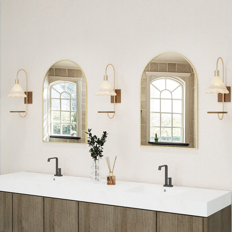 Aluminium Framed Arch Wall Mirror, Gold