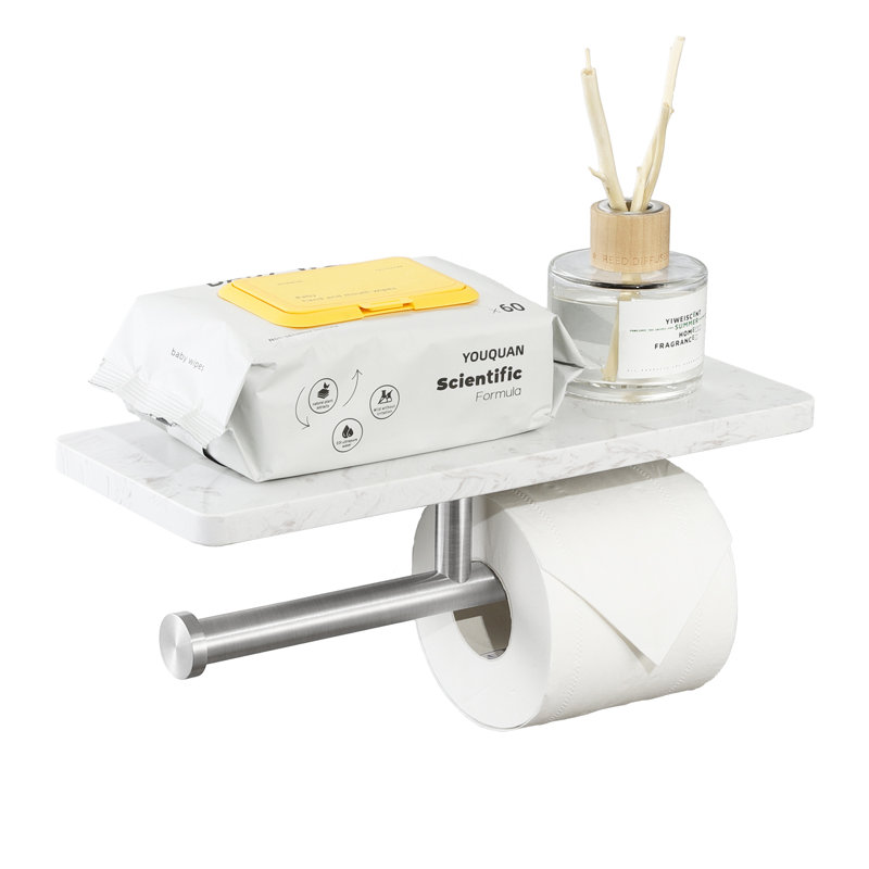Porte-papier hygiénique KES avec tablette en marbre, porte-papier hygiénique double avec tablette pour téléphone pour salle de bain SUS304
