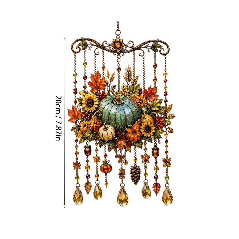 Décorations d'Halloween : carillons éoliens sur le thème de l'Action de grâce, attrape-soleil en acrylique, adaptés aux fenêtres et aux jardins, décorations extérieures sur les thèmes de l'automne, de l'Action de grâce et d'Halloween.