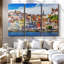 Impression sur toile, maisons colorées de Porto-1077211400