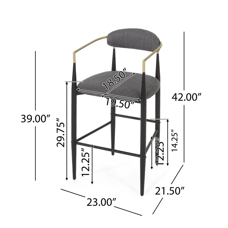 Tabouret de bar (ensemble de 2), Gris anthracite