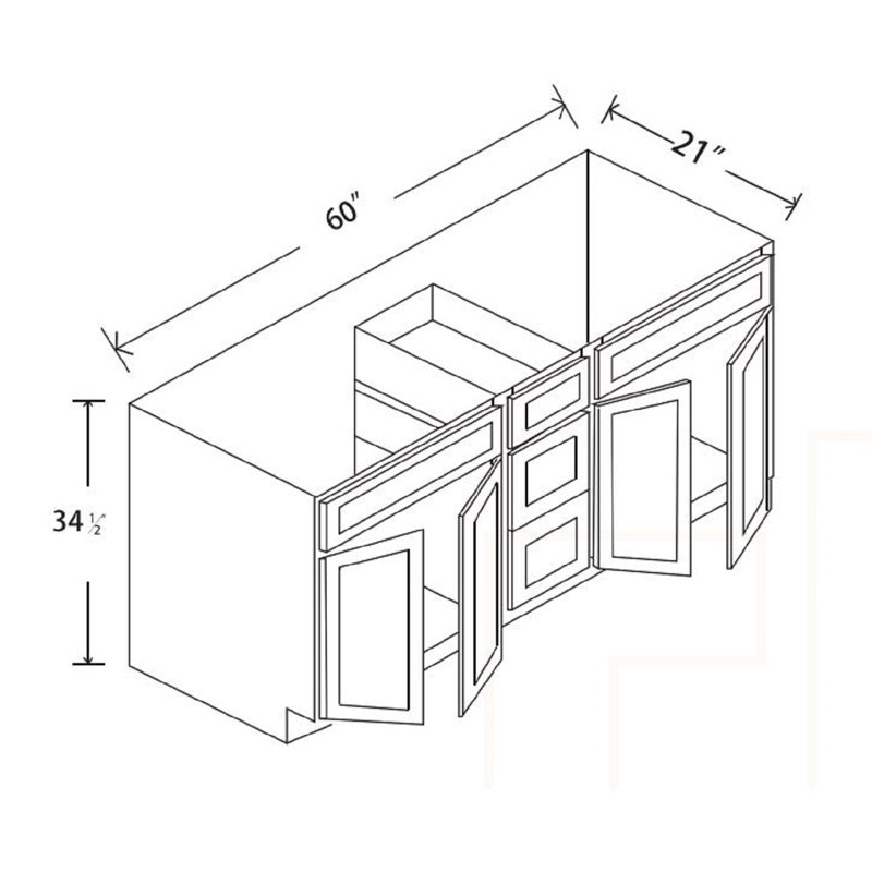 Meuble-lavabo double 60 po style Shaker