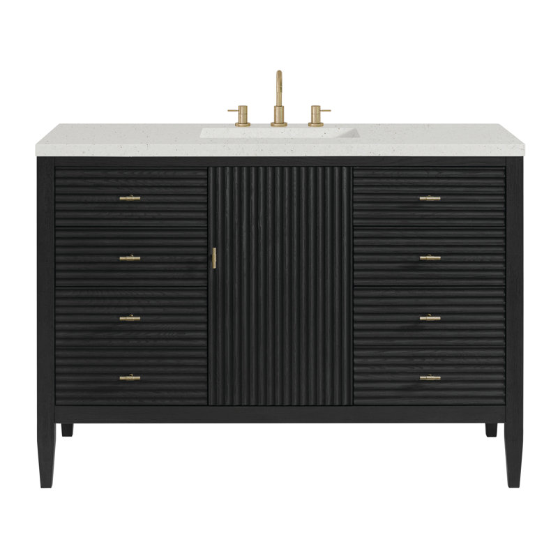 48 in. Handmade Single Vanity, Carbon Oak, Lime Delight Silestone, 8" Widespread