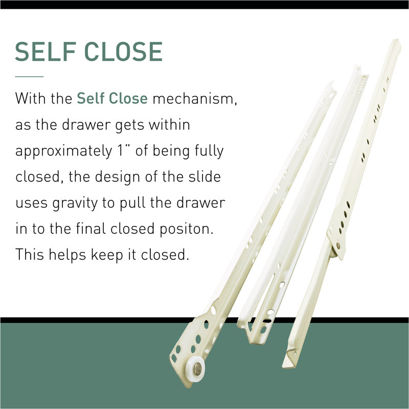 White 16-Inch Bottom Mount Drawer Slide Set