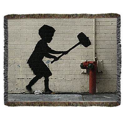 Banksy Graffiti Hand Woven Throw Blanket