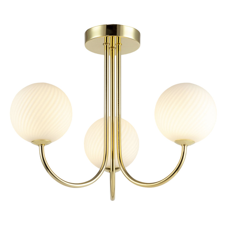 Glass Semi Flush Mount, Gold