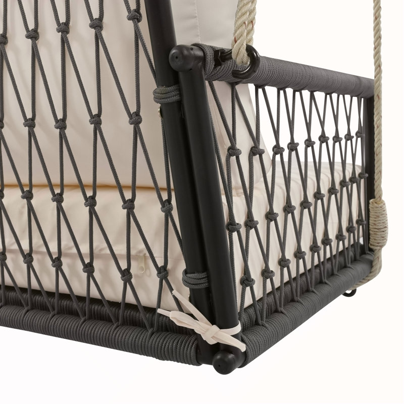 Canapé 1 pièce en corde tissée pour l'extérieur avec coussins moelleux et 2 places pour le confort du patio, Noir