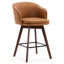 Tabourets de bar Allis de style Mid-Century en chenille moderne, tabourets de bar pivotants rembourrés avec pieds en bois, tabourets à hauteur de comptoir avec dossier à oreilles, repose-pieds, pour comptoir de bar pour îlot de cuisine, brun-80632382-76862296