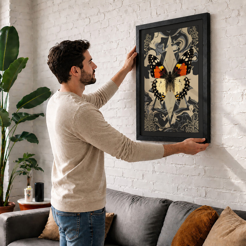 Mirrored Butterflies Eclectic - Framed Print, Unframed, A1 - 84.1 x 59.4 cm