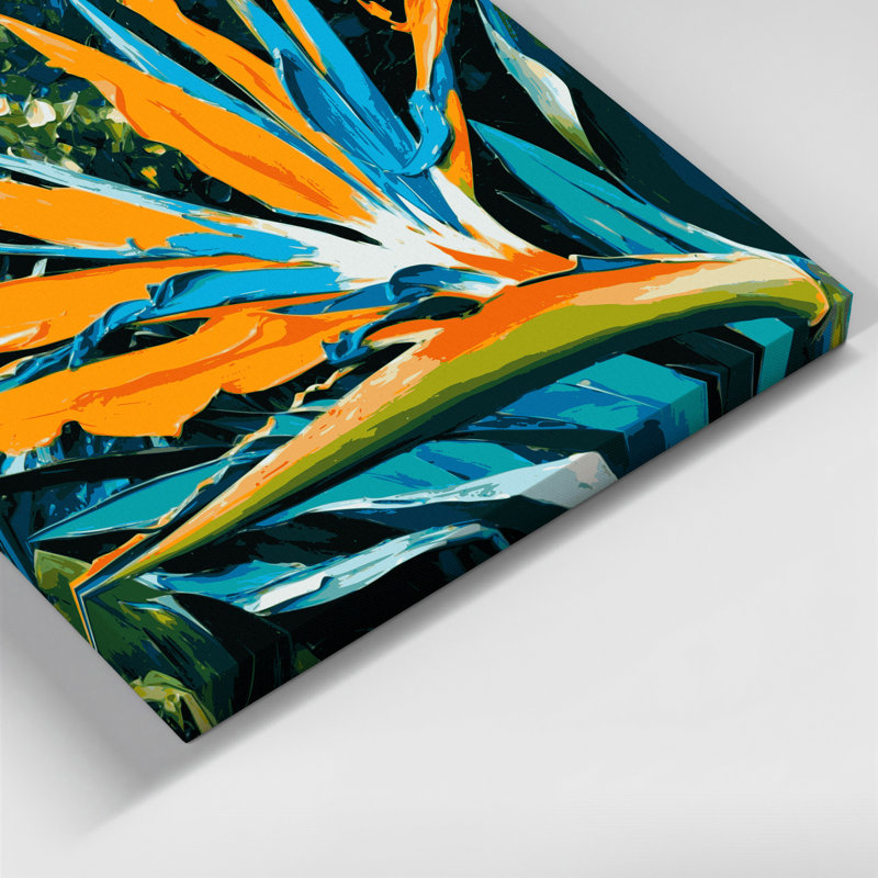«Hawaiian Bird of Paradise», art mural sur toile bleue, H 24 po x l 36 po