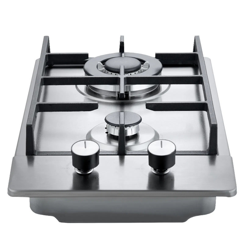 Plaque de cuisson au gaz, 12 pouces, 2 brûleurs, 12250 BTU maximum, surface de cuisson encastrée en acier inoxydable, convertible GPL / gaz naturel, protection par thermocouple