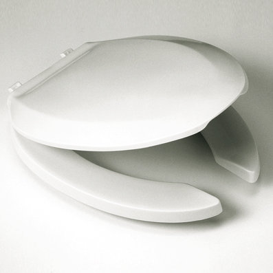 TOTO® Elongated Open Front Commerical Toilet Seat with Lid, Cotton White