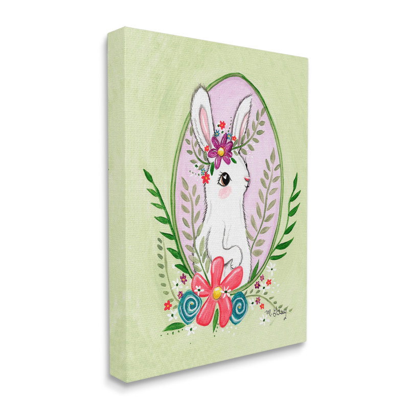 «Spring Bunny & Blossom», art mural sur toile par Michelle Gilsey, H 40 po x l 30 po