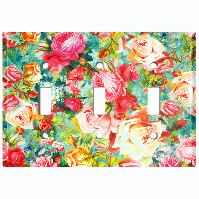 Patterned 3 - Gang Toggle Light Switch Standard Wall Plate