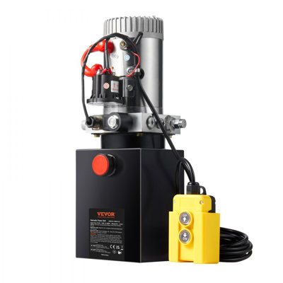 Hydraulic Pump, 4 Quart Hydraulic Power Unit, Single Acting Dump Trailer Pump, 0.91 GPM Flow Rate, 3200 PSI Max Relief Pressure, DC 12V Hydraulic Pump for Dump Trailer Car Lifting