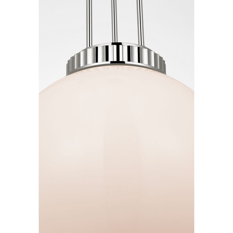 Cavill 16" Pendant with White Glass, Polished Nickel