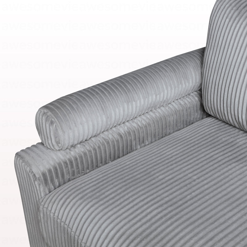 Fauteuil d'angle en velours côtelé gris