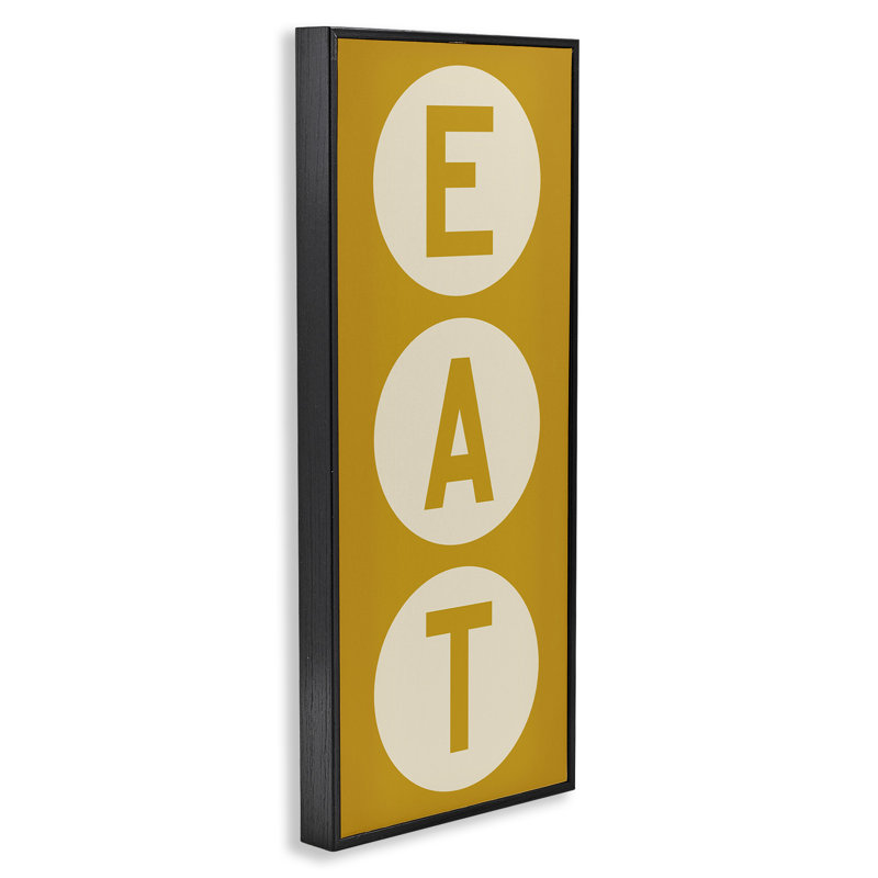" Retro Style Eat Circle Letters Sign " by Ryan Fowler, Black Framed, 24" H x 10" W x 1.5" D
