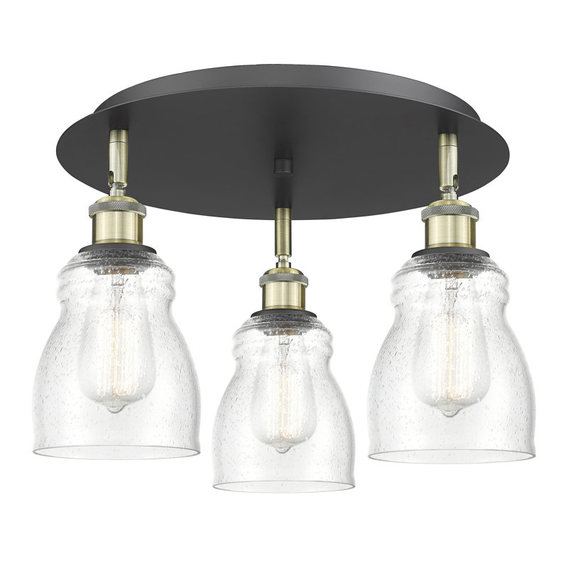 Bernaldino Glass Flush Mount, Seedy, Black Antique Brass