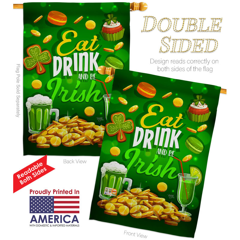 Drapeau de maison 40 po x 28 po Eat Drink Be