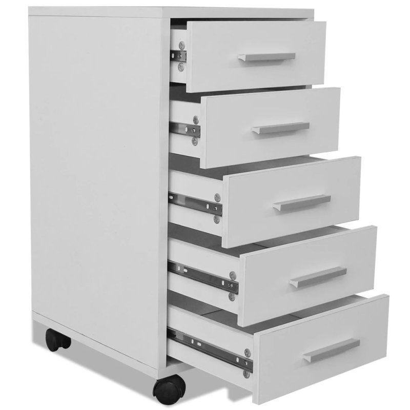 vidaXL Drawer Cabinet Engineered wood, Aluminum Medium, White