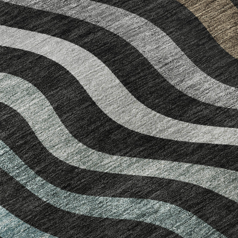 Tapis abstrait lavable à la machine Premium, Black, 2'6" x 3'10"