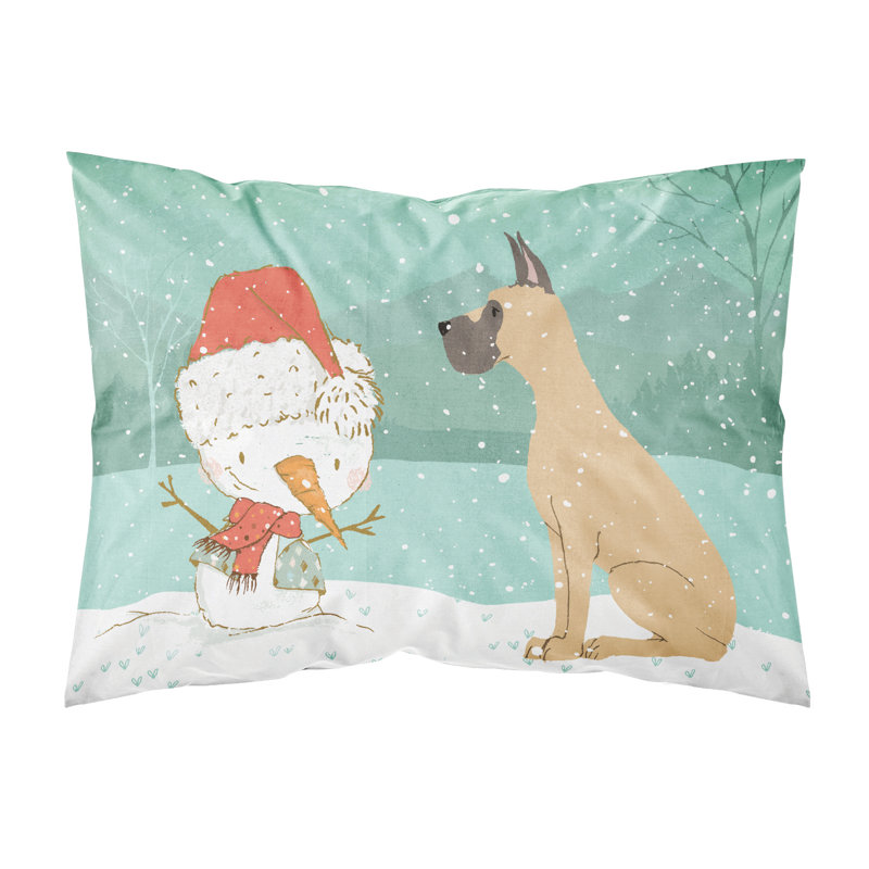 Snowman Christmas Microfiber, Cropped Fawn Great Dane