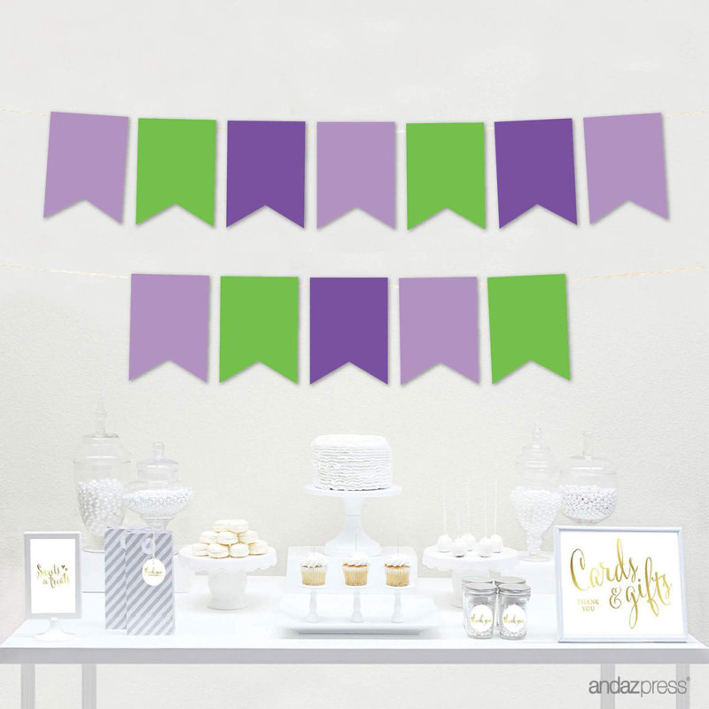 Bannière Koyal Wholesale, lavande, vert kiwi, mauve, 24 pièces, 12 pi, fée clochette, Lavande / vert kiwi / mauve