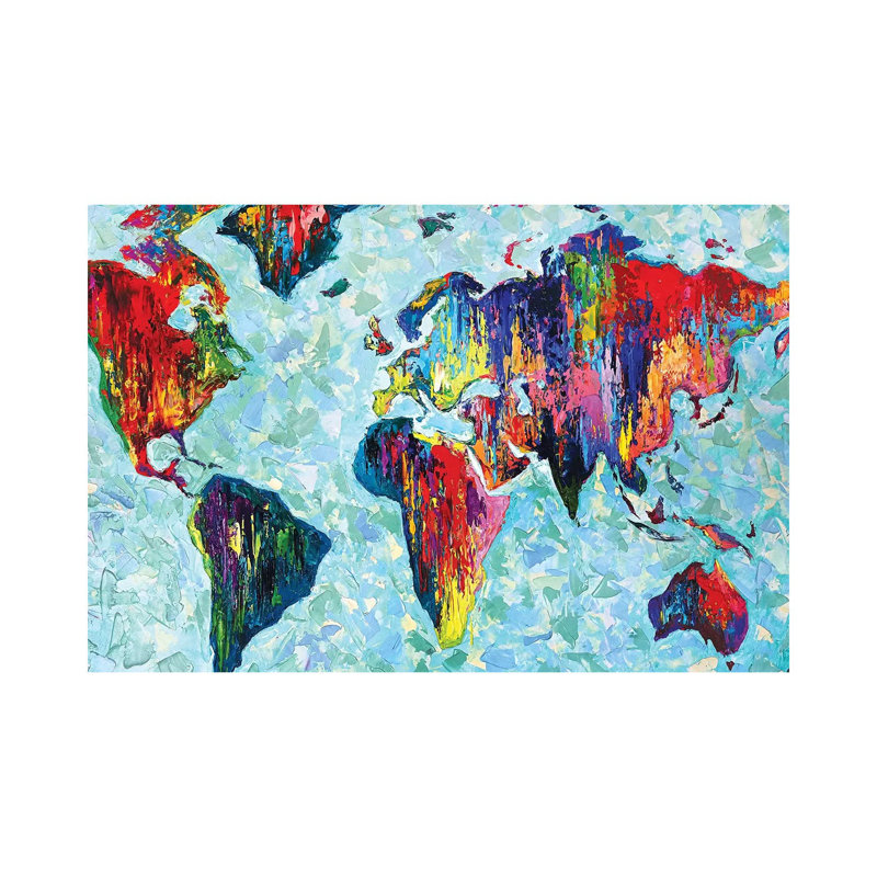 World Map 1 Piece Wrapped Canvas Painting, 101.6 cm H x 66.04 cm W x 1.91 cm D