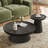 Round Nesting Coffee Table Set of 2, Cocktail Tables with Radial Wood Grain and Sturdy Pedestal Base, Fully Assembled-628864659