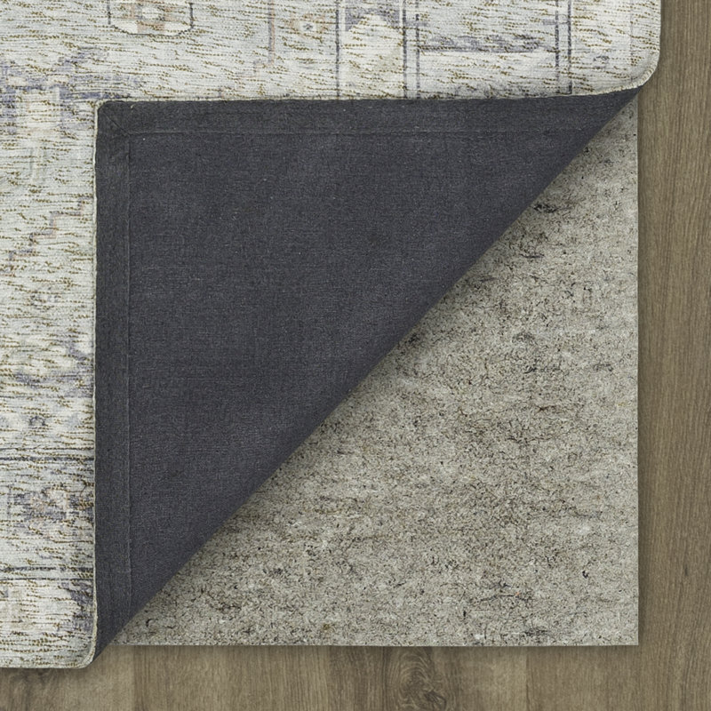 Tapis oriental en polyester tissé à la machine orange / gris / vert Prieska, Rectangle 8 pi x 10 pi