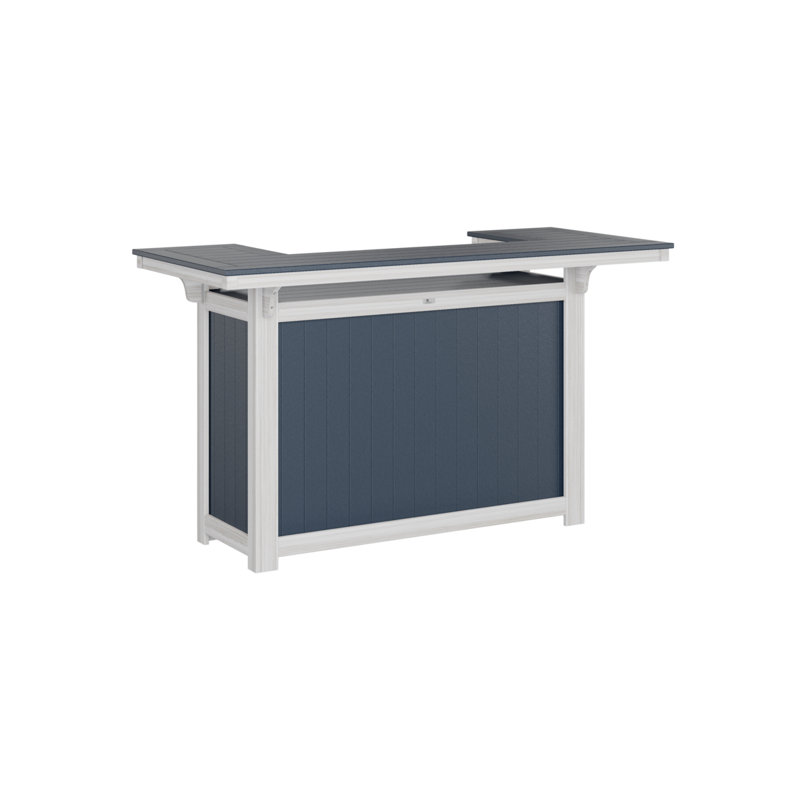 Outdoor Rectangle Bar Table, Seashell, Navy Blue