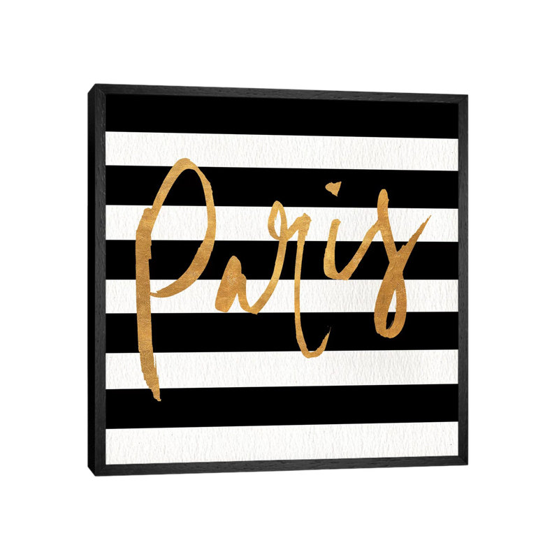 Gold Paris Collection I - Print on Canvas, Black Floater Framed, 93.98cm H x 93.98cm W x 3.81cm D