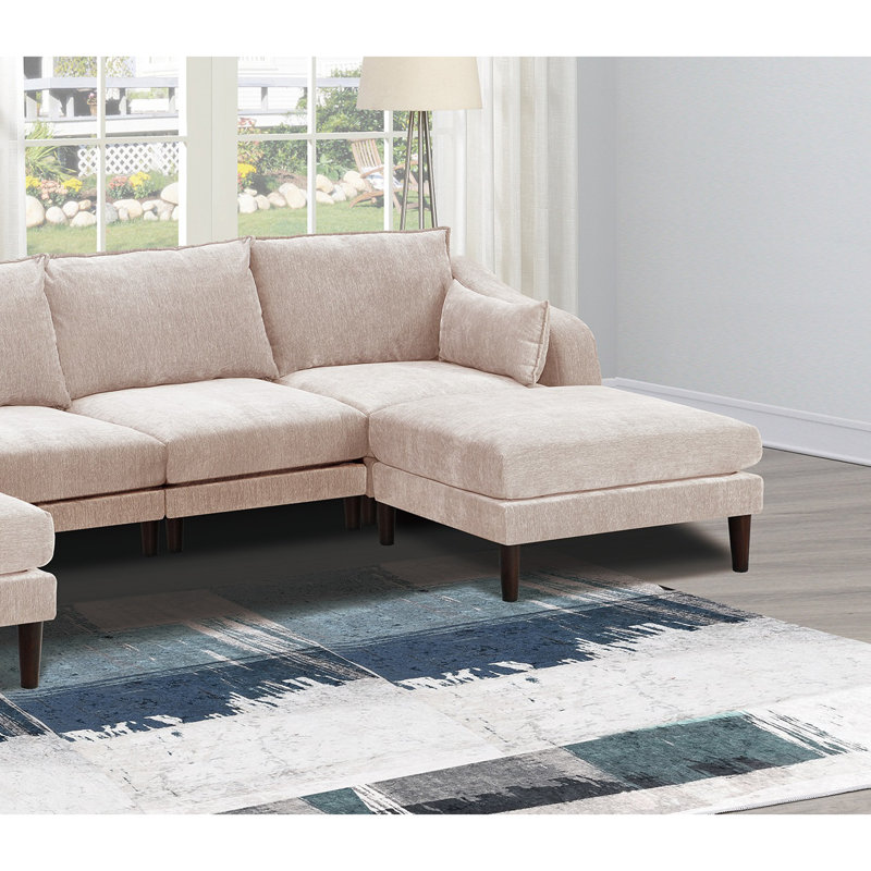 Moderne magnifique ensemble modulaire de 6 pièces modulaires avec accoudoirs et fauteuil avec repose-pieds et canapé en U